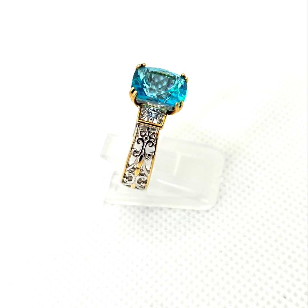 Price Firm Paraiba Blue Topaz Ring in Palladium Sterling Silver Size 9! 💙 - Picture 6 of 9